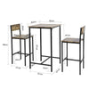 SoBuy Setați 3 piese de masă cu 2 scaune mobile cu bară în stil industrial, L60*P60*A97CM, OGT27-N WOOD