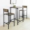 SoBuy Setați 3 piese de masă cu 2 scaune mobile cu bară în stil industrial, L60*P60*A97CM, OGT27-N WOOD
