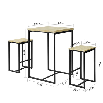 SoBuy OGT31-N Set masă și Scaune de Bar, Set de Bar pentru Micul Dejun, Masă Înaltă cu 2 Scaune