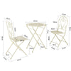 SoBuy OGT33-W Set de grădină bistro 3 piese pentru 2 persoane, 2 scaune de grădină + 1 masă bistro pliante