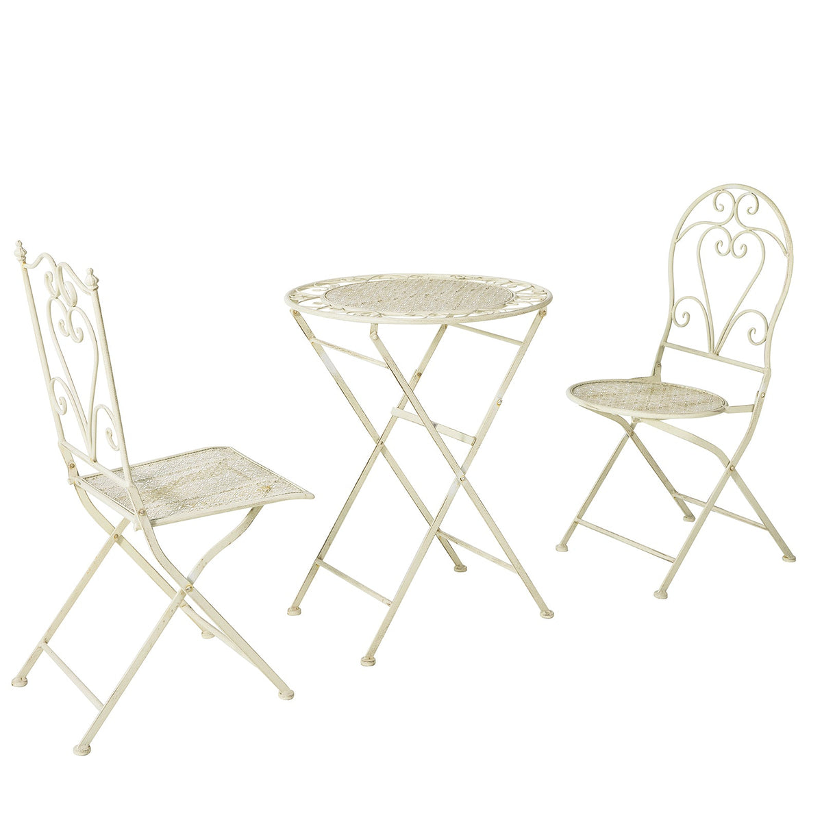 SoBuy OGT33-W 3pcs Salon de Jardin Bistrot 2 Personnes 2 Chaises de Jardin + 1 Table Bistrot Pliantes
