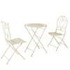 SoBuy OGT33-W Set de grădină bistro 3 piese pentru 2 persoane, 2 scaune de grădină + 1 masă bistro pliante