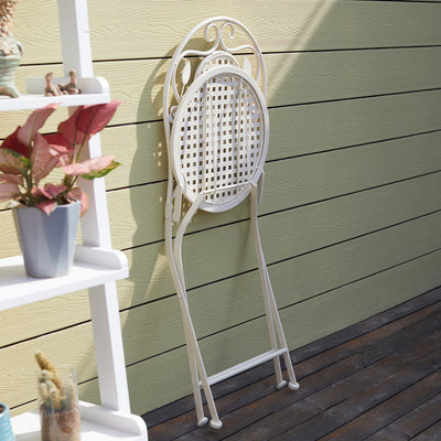 SoBuy OGT35-W Set 3 piese mobilier de grădină pentru 2 persoane, 2 scaune de grădină + 1 masă bistrou pliante