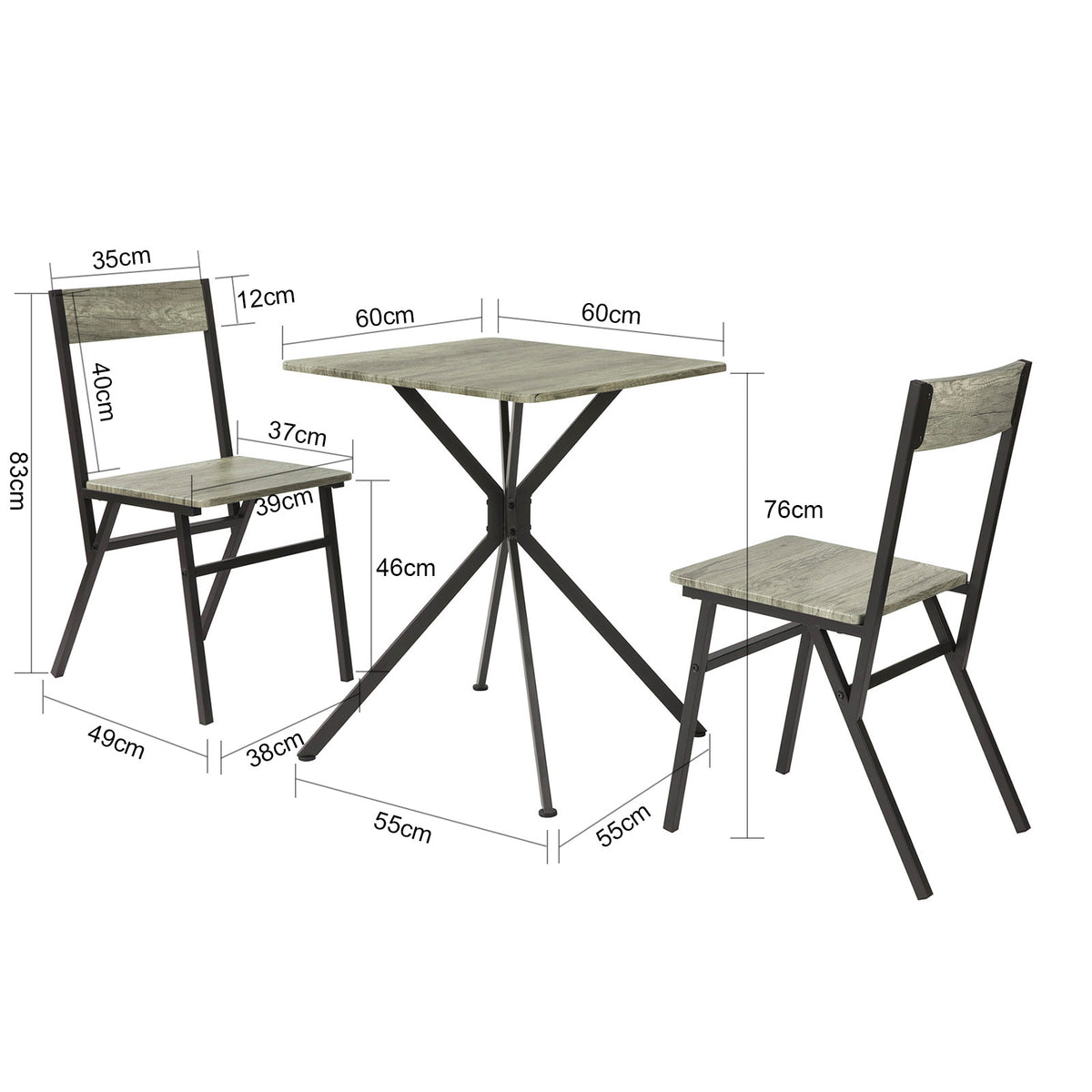 SoBuy OGT37-N Ensemble Table et 2 Chaise Lot Table de Salle à Manger avec 2 Chaises de Style Industriel pour Cuisine