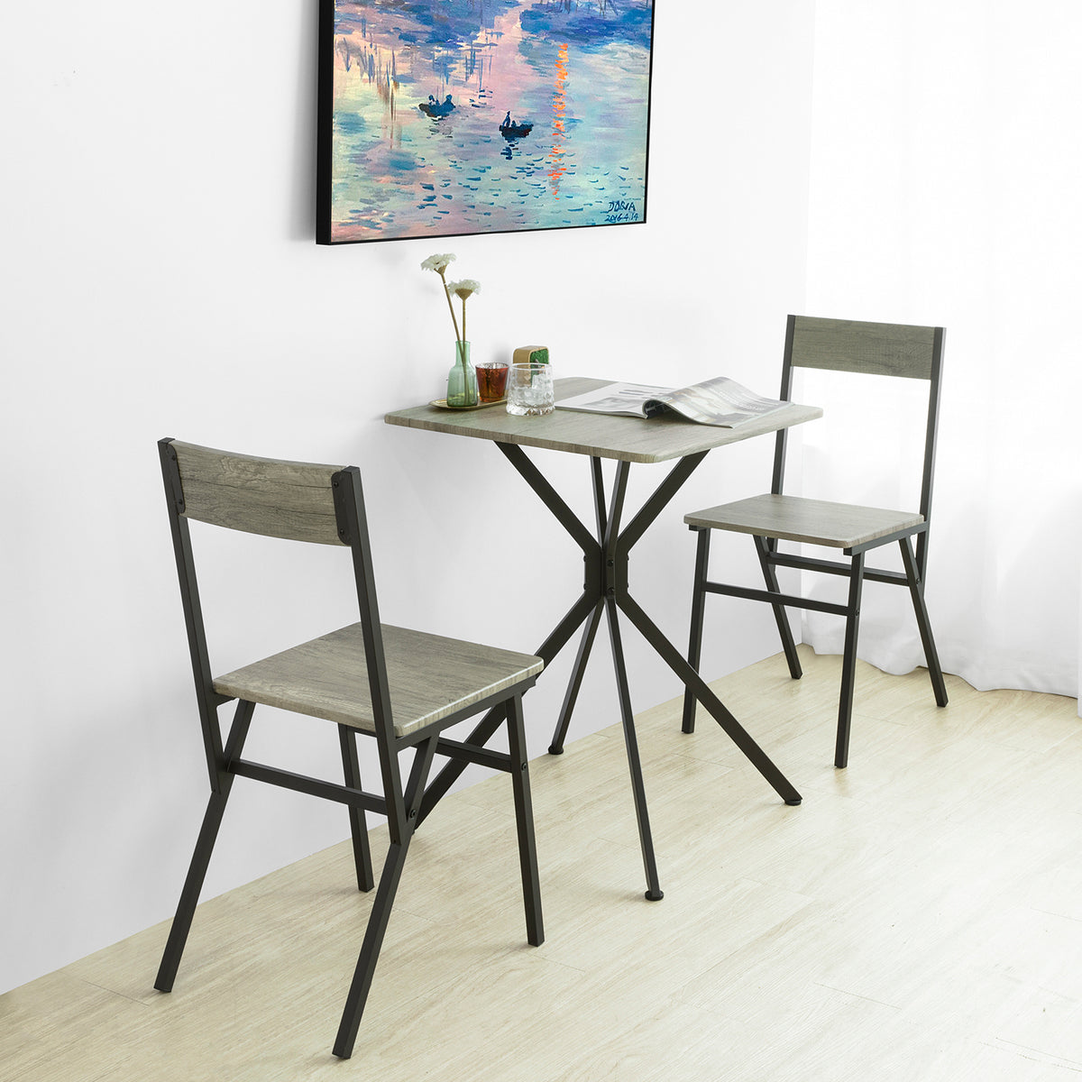 SoBuy OGT37-N Ensemble Table et 2 Chaise Lot Table de Salle à Manger avec 2 Chaises de Style Industriel pour Cuisine