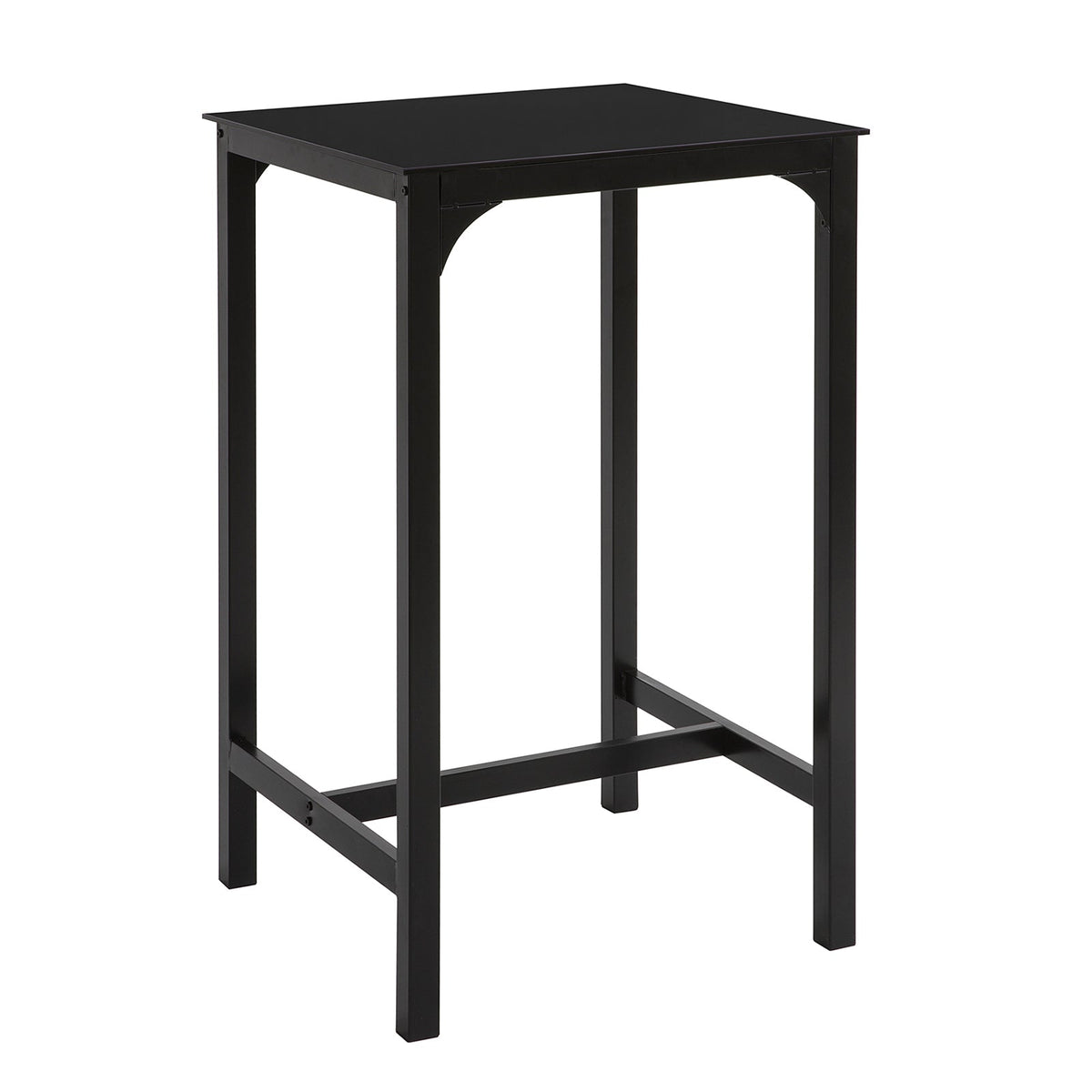 SoBuy OGT38-SCH Table de Bar Carrée Plateau en Verre Pieds en Acier Robuste