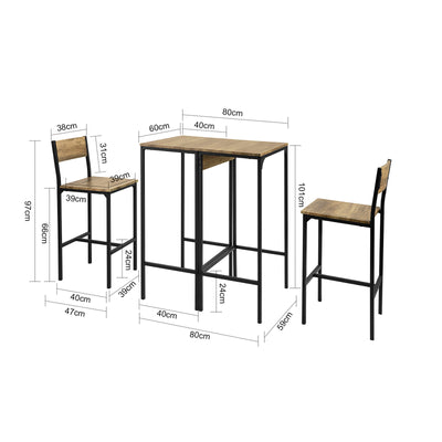 SoBuy OGT42-F Set 2 Mese Înalte și 2 Scaune de Bar 4 piese în total