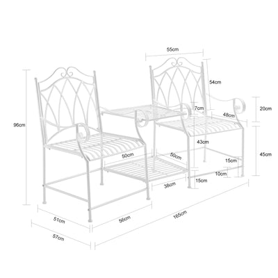 SoBuy OGT44-W Set mobilier grădină 2 persoane bancă cu masă integrată 2 locuri, masă bistrou, bancă grădină