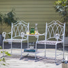 SoBuy OGT44-W Set mobilier grădină 2 persoane bancă cu masă integrată 2 locuri, masă bistrou, bancă grădină