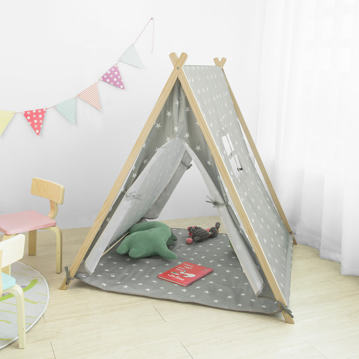 SoBuy OSS02-ST Tente Tipi Enfant pour Garçon et Fille Teepee Tente de Jeu pour Enfants
