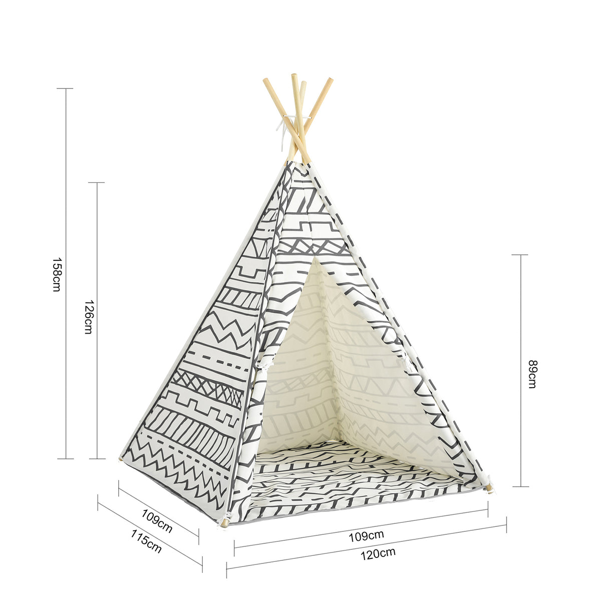 SoBuy OSS03-A03 Tipi Enfant Tente pour Enfant avec Tapis De Sol Indian Teepee Tente de Jeu pour Enfants