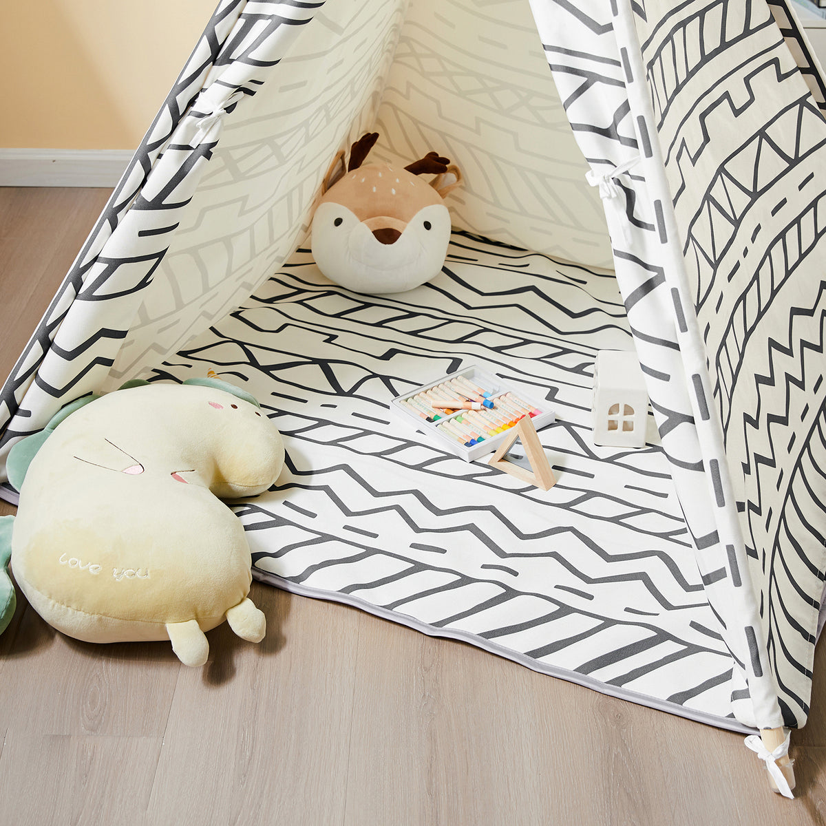 SoBuy OSS03-A03 Tipi Enfant Tente pour Enfant avec Tapis De Sol Indian Teepee Tente de Jeu pour Enfants