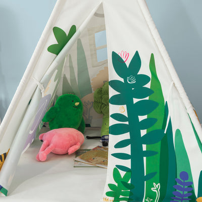 SoBuy OSS03-F Tipi Tente pour Enfant Dessin animé Forêt avec Tapis De Sol