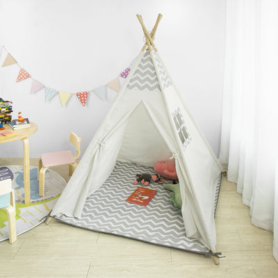 SoBuy OSS03-WHG Tipi Enfant Tente pour Enfant avec Tapis De Sol Indian Teepee Tente de Jeu pour Enfants