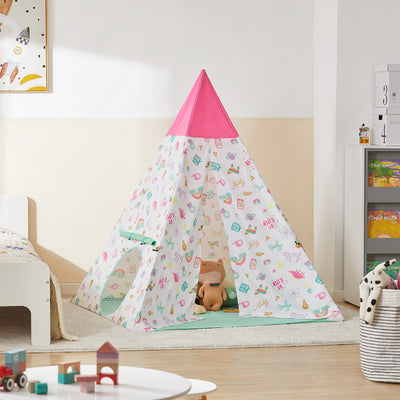 SoBuy OSS06 Tipi Enfant avec Sac de Transport Tente Indian Teepee Tente de Jeu pour garçons et Filles, Cadeau Enfants