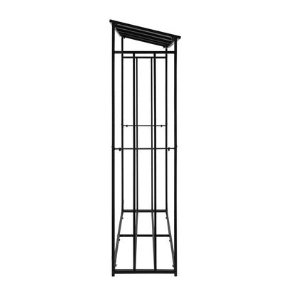 SoBuy SDA04-SCH Abri de Stockage de Bois Abri de Chauffage en Métal Porte-bûches avec Toit Étagère pour Bois de Cheminée