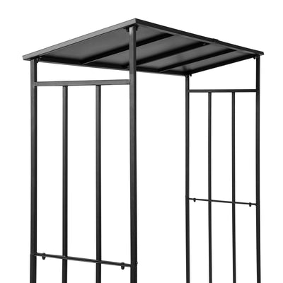 SoBuy SDA04-SCH Abri de Stockage de Bois Abri de Chauffage en Métal Porte-bûches avec Toit Étagère pour Bois de Cheminée