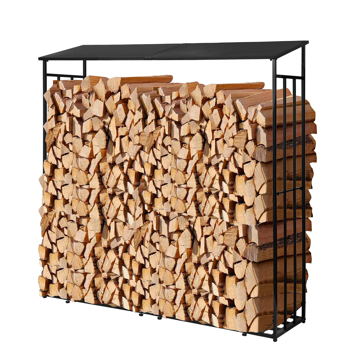 SoBuy SDA04-SCH Abri de Stockage de Bois Abri de Chauffage en Métal Porte-bûches avec Toit Étagère pour Bois de Cheminée