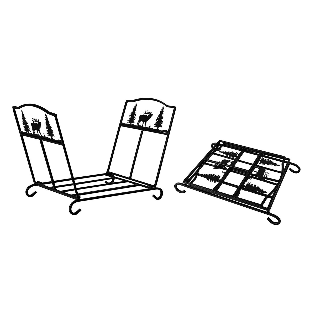 SoBuy SDA05-SCH Serviteur de Cheminée Pliant Wapitis Porte Bûches Pliable Range-Bûches Anthracite Grande Capacité