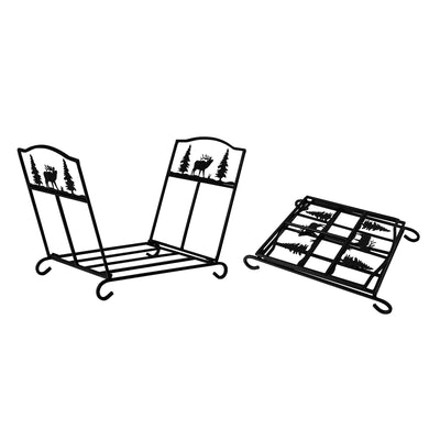 SoBuy SDA05-SCH Serviteur de Cheminée Pliant Wapitis Porte Bûches Pliable Range-Bûches Anthracite Grande Capacité