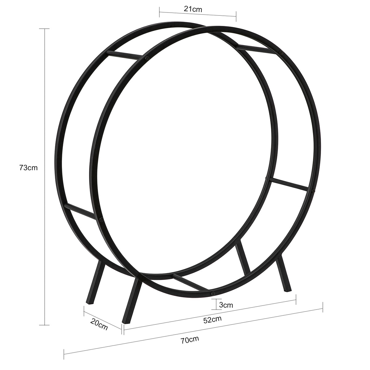 SoBuy SDA06-SCH Porte-Bûches Rond Serviteur de Cheminée Robuste Range-Bûches Support pour Bois de Chauffage