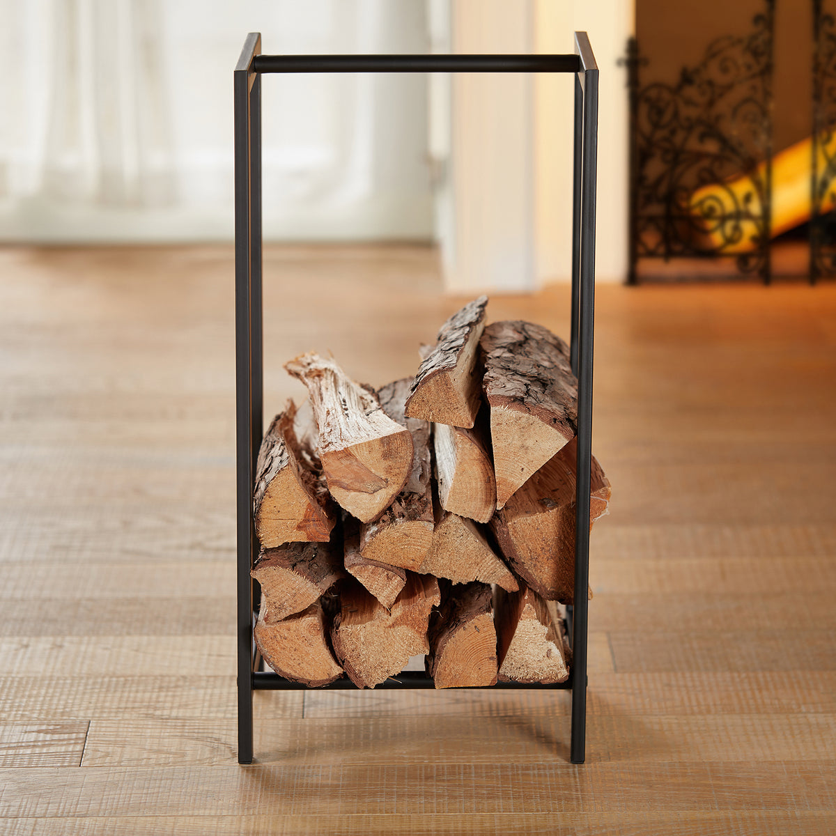 SoBuy SDA07-SCH Porte-Bûches de Cheminée Range-Bûches Solide en métal Support pour Bois de Chauffage