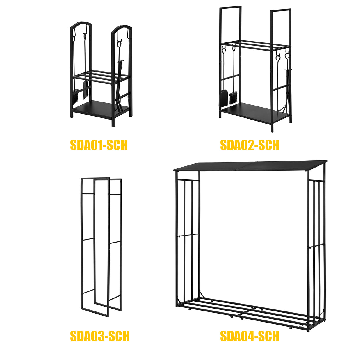 SoBuy SDA04-SCH Abri de Stockage de Bois Abri de Chauffage en Métal Porte-bûches avec Toit Étagère pour Bois de Cheminée