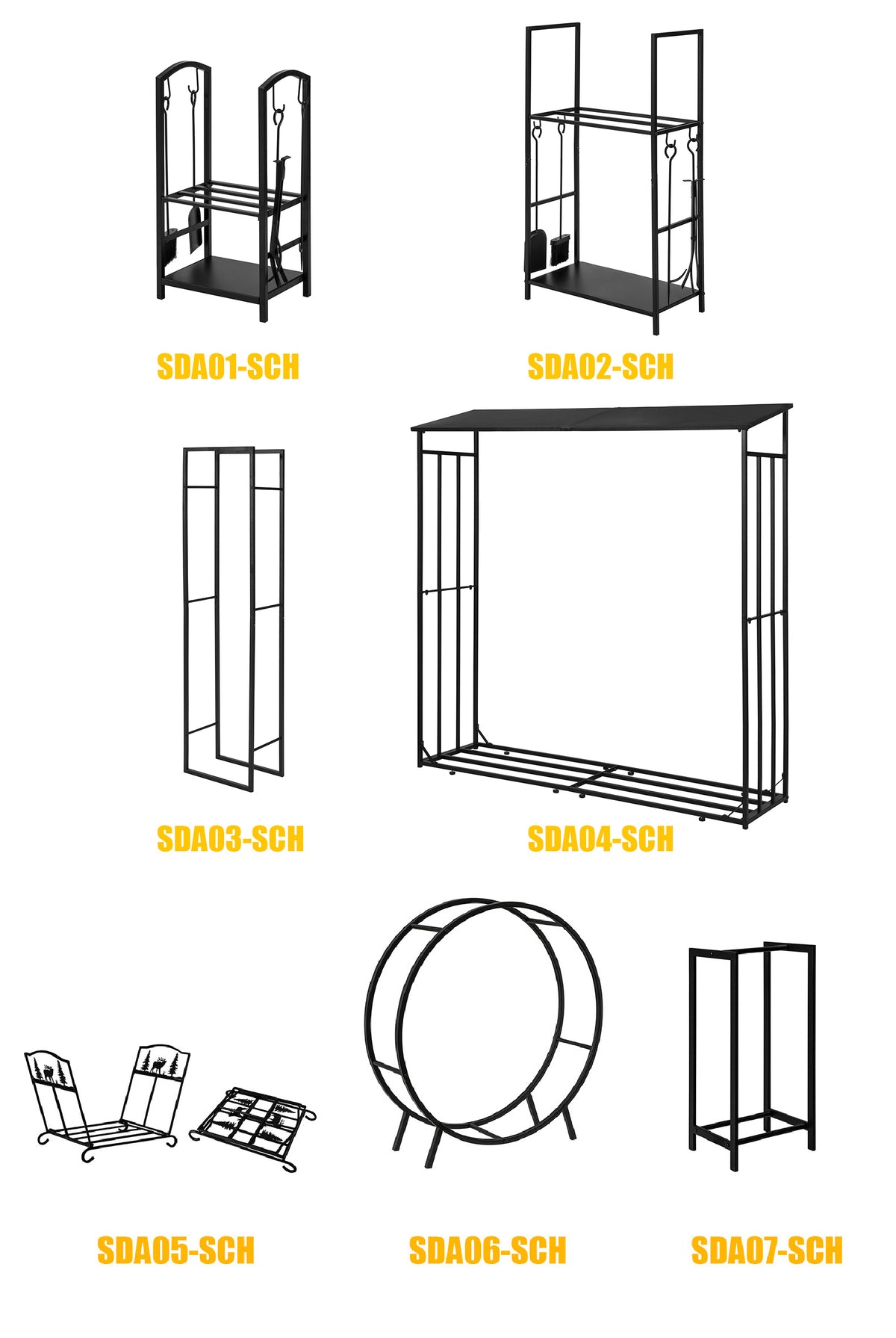 SoBuy SDA07-SCH Porte-Bûches de Cheminée Range-Bûches Solide en métal Support pour Bois de Chauffage