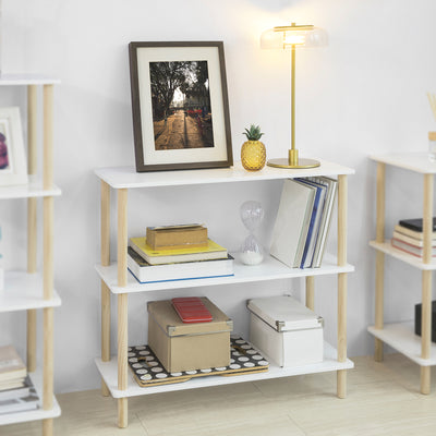 SoBuy STR02-WN Raft de depozitare, Bibliotecă, Raft cu 3 etajere, Raft de bucătărie, Raft multifuncțional
