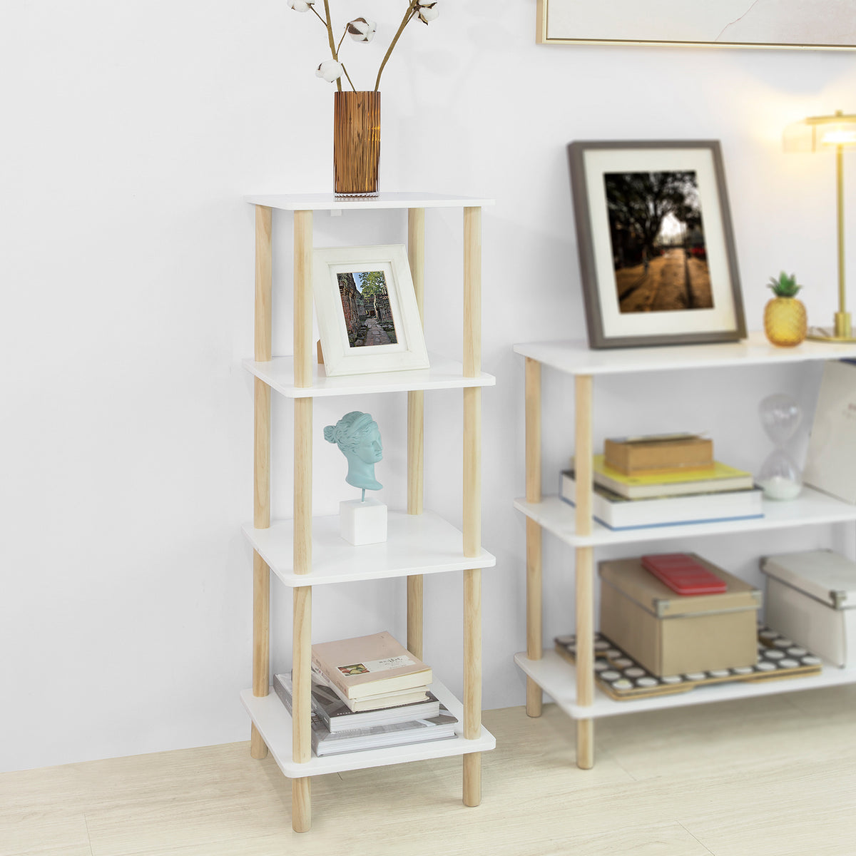 SoBuy STR03-K-WN Étagère de rangement Bibliothèque Étagère avec 4 tablettes Étagère de cuisine