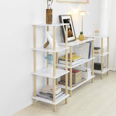 SoBuy STR03-K-WN Raft de depozitare Bibliotecă Raft cu 4 polițe Raft de bucătărie