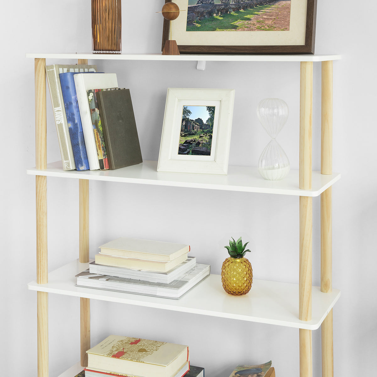 SoBuy STR04-WN Raft de depozitare Bibliotecă Raft cu 5 polițe Raft de bucătărie
