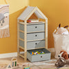 SoBuy STR08-N Raft de depozitare pentru copii Raft multifuncțional în design de castel cu 4 coșuri textile