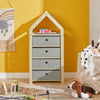 SoBuy STR08-N Raft de depozitare pentru copii Raft multifuncțional în design de castel cu 4 coșuri textile