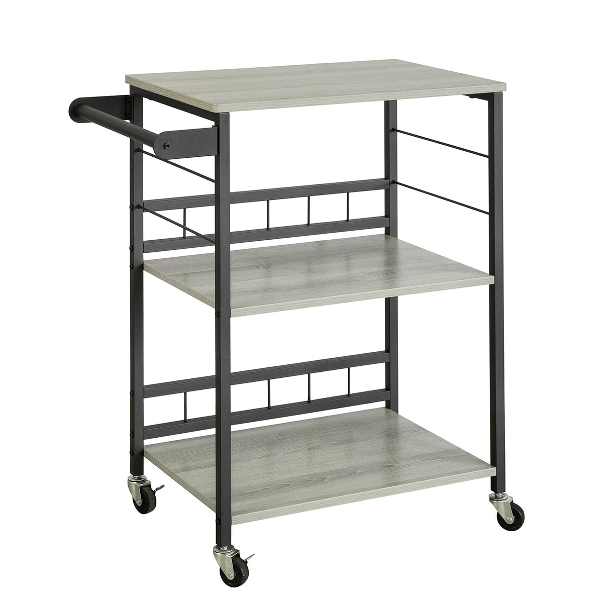 SoBuy SVW16-HG Chariot de Bar Desserte de Style Industriel, pour Four à Micro-Ondes, avec 3 étagères et 1 poignée