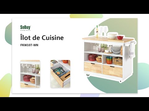 SoBuy FKW107-WN Cărucior de Bucătărie Rulabil cu Roți, Mobilier de Depozitare pe Roți, Cărucior de Servire